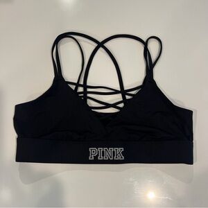 PINK Victoria's Secret Black Strappy Sports Bra